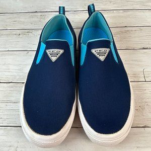 Columbia PFG Slip On Sneakers Mens 7 Blue Mesh Deck Shoe Loafer Bass Fishing